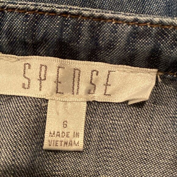 Spense Lightweight Denim Dress Size 6 Long Sleeve Embroidered On Collar - Picture 6 of 9
